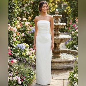 AMSALE Pleated Strapless Column Gown size 4